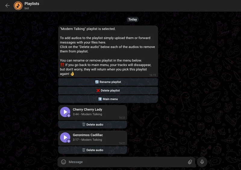 Teleplaylist Bot screenshot